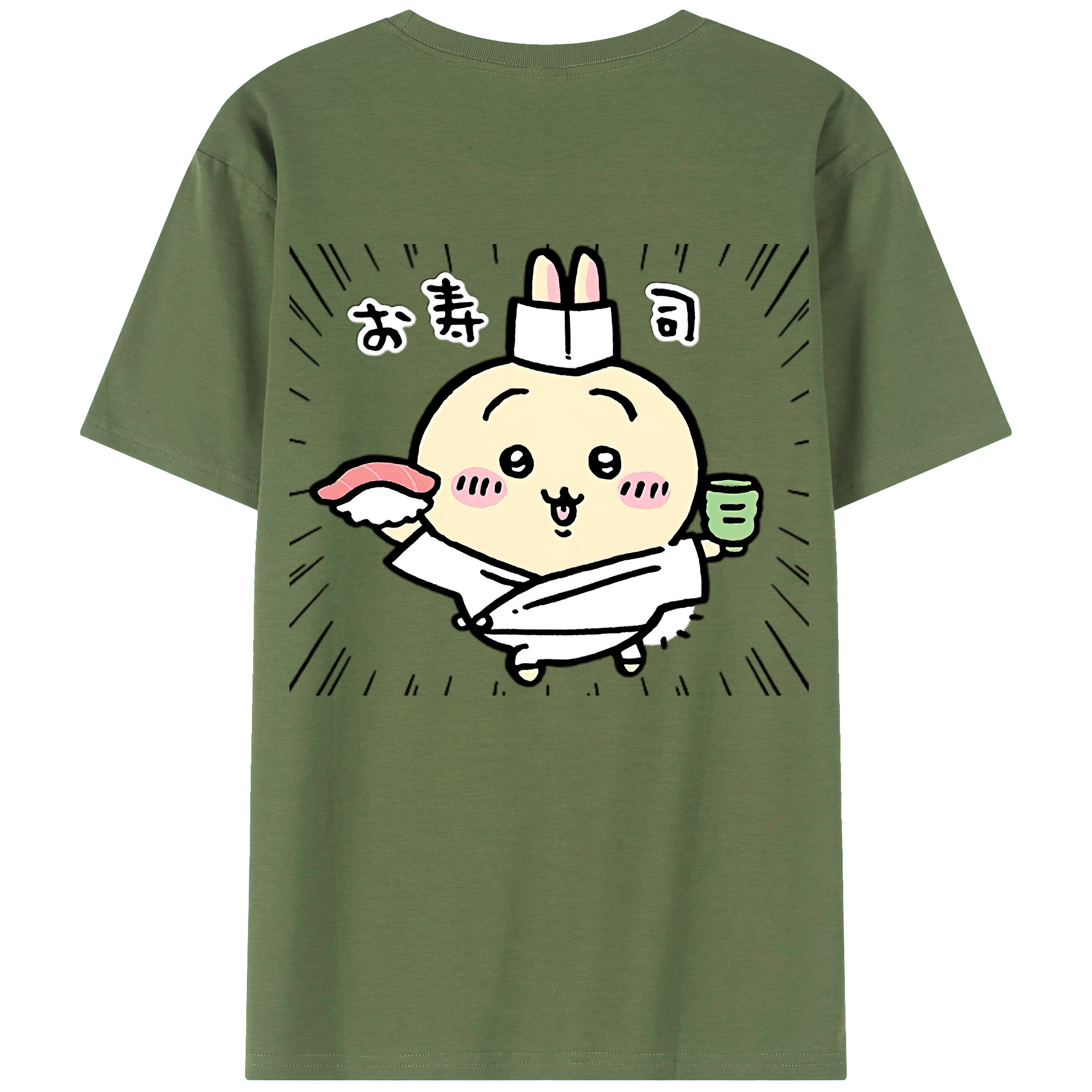 （画像用） ちいかわ うさぎ Chii-kawa usagi 綿100％ メンズ半袖Tシャツ（バックプリント） 通気性